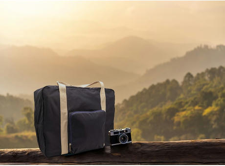 Faltbare Reisetasche 'Tenerife', Polycotton Mitternachtsblau bedrucken