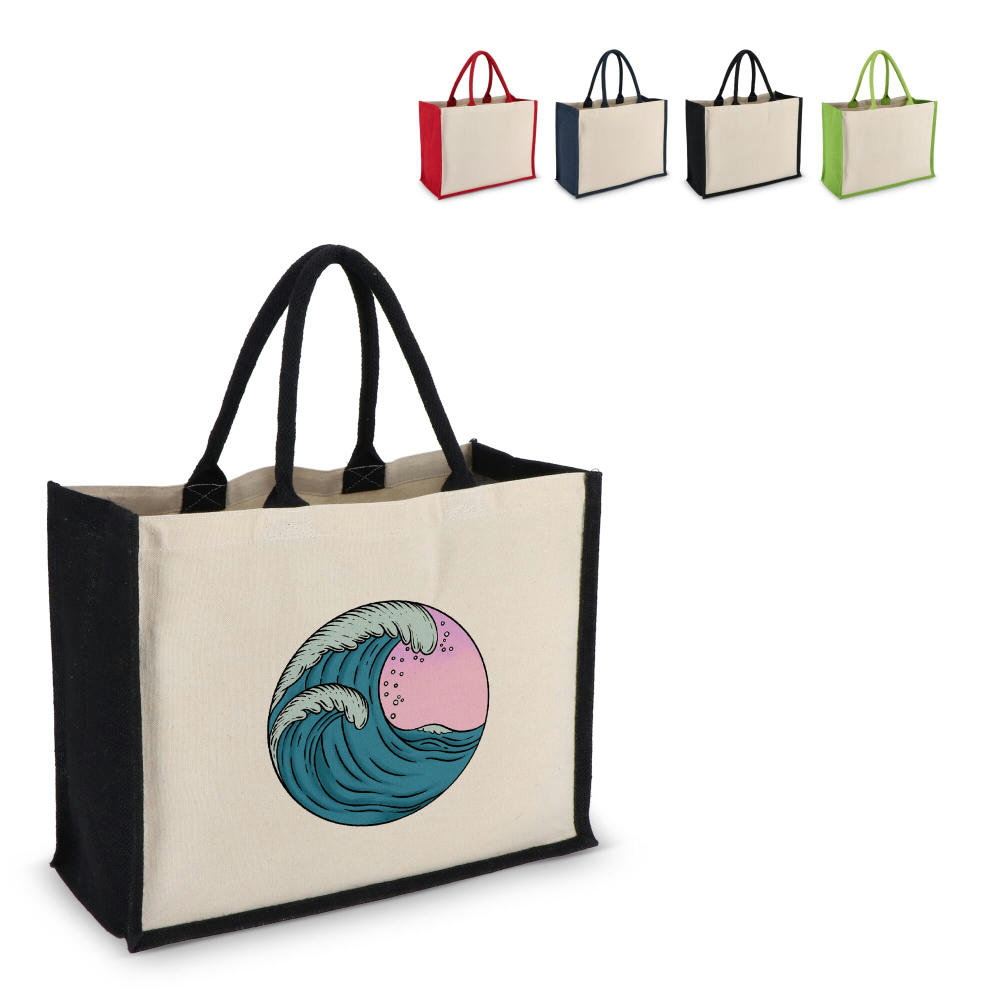 Jute-Baumwolle Tragetasche OEKO-TEX® 42,5 x 19 x 32cm 320g/m² Werbeartikel