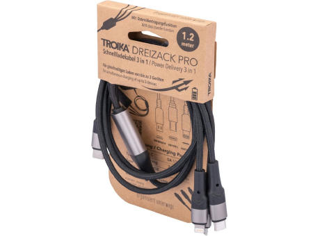 TROIKA Schnellladekabel TROIKA DREIZACK PRO Werbeartikel