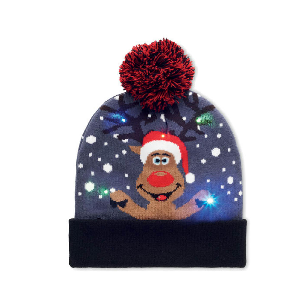 Weihnachtliche Strickmütze LED Werbeartikel