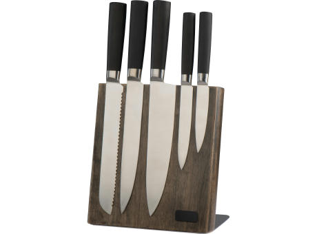 Product image Messerblock aus Holz mit 5 verschiedenen Messern Werbeartikel