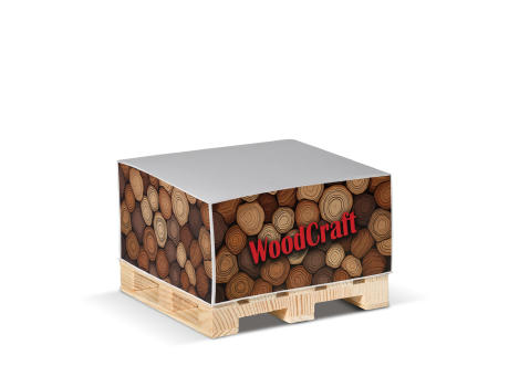 Product image Zettelblock 10x10x5cm auf Holzpalette Werbeartikel