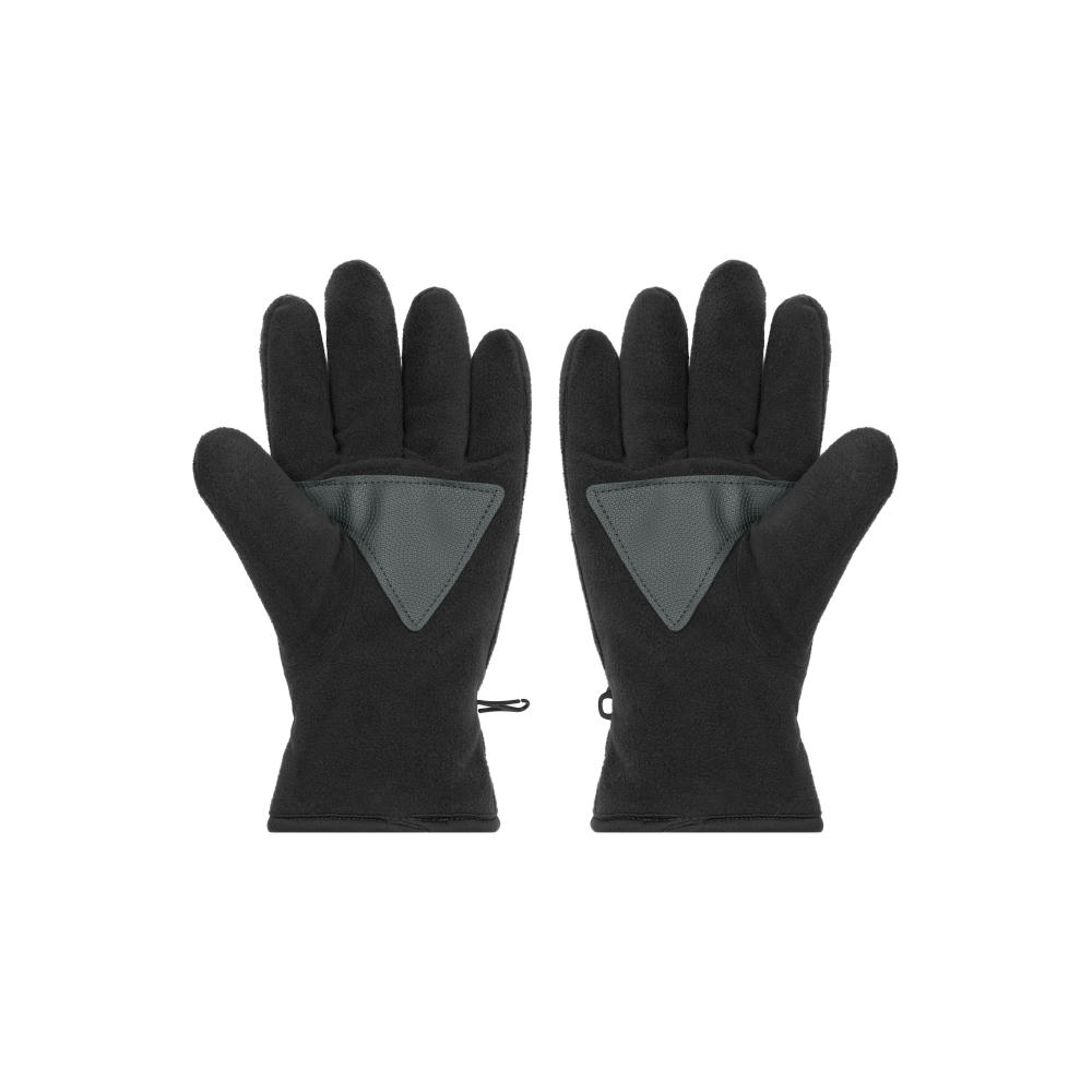 Product image Schwarze Thinsulate-Fleecehandschuhe mit grauer Antirutsch-Innenfläche – Winterhandschuhe mit Logo