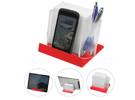Product image Smartphone-/Tabletständer mit Zettelbox und Köcher Werbeartikel