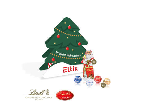 Product image Präsent Tannenbaum mit Lindt Minis und Nikolaus Werbeartikel