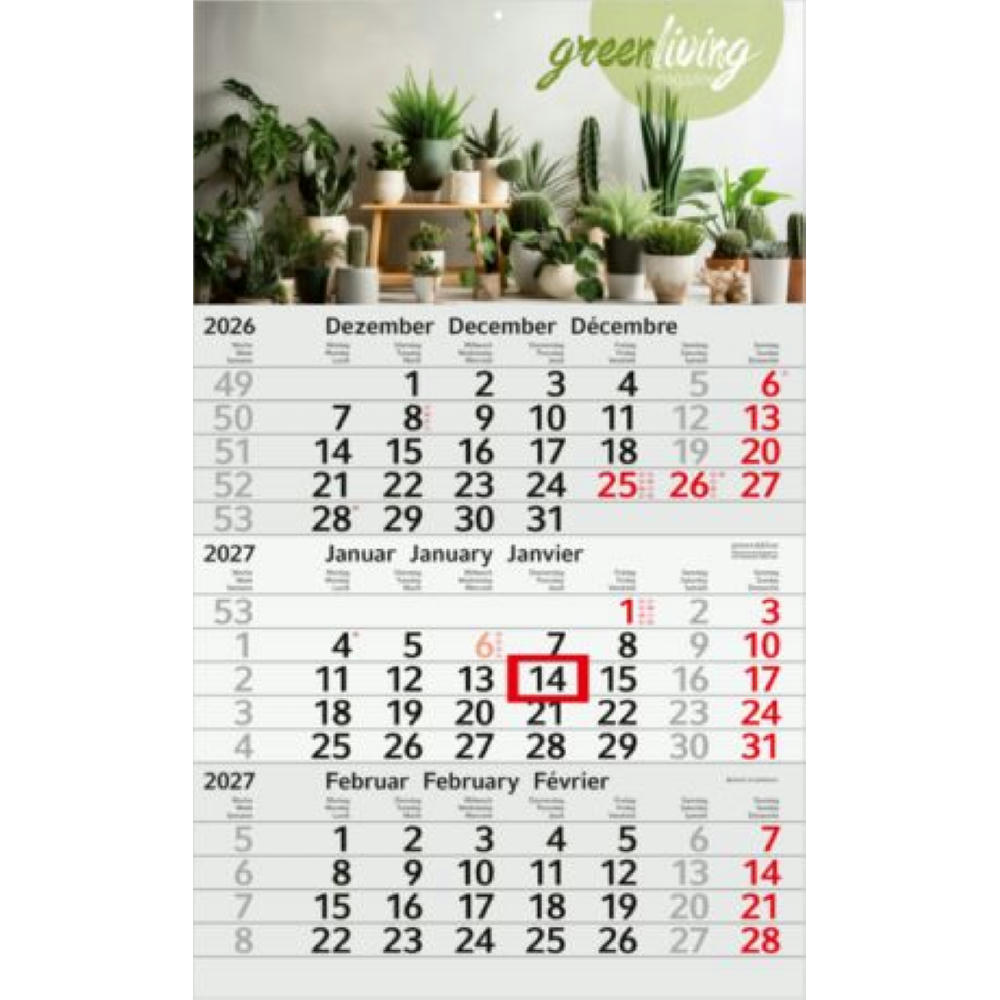 Product image 3-Monatskalender Budget 3 Recycling (Einblatt) Werbeartikel