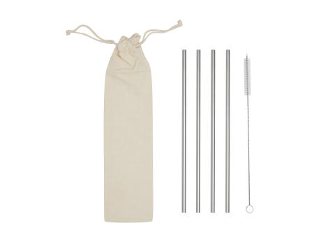 Edelstahl-Strohhalm-Set DRINK FRIENDLY Werbeartikel