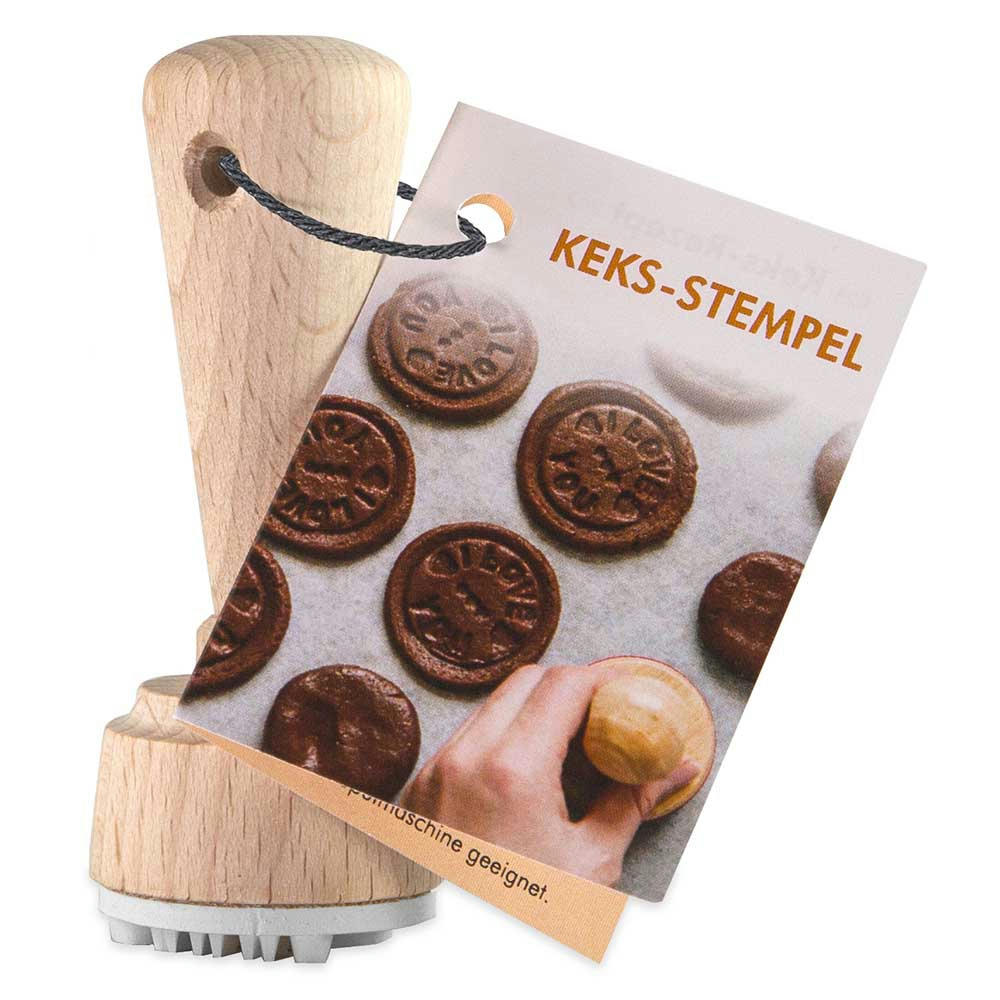 Product image Keksstempel 35 mm mit Standardmotiv und Standard-Werbekarte mit Rezept Werbeartikel