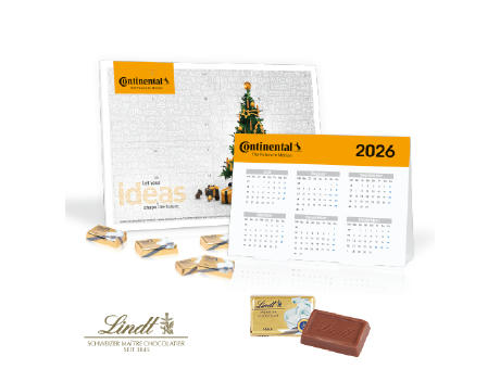 „2 in 1“ Marken-Adventskalender Lindt Schokolade mit Jahresplaner Werbeartikel