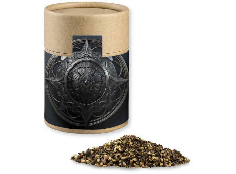 Pfeffer geschrotet, ca. 65g, Kraftpapierdose Midi Werbeartikel