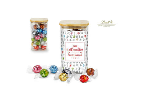 Product image Geschenkset / Präsenteset: Lindor Team-Glas Frohe Weihnachten mit 35 Lindt Lindorkugeln Werbeartikel