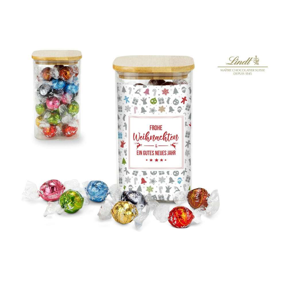 Product image Geschenkset / Präsenteset: Lindor Team-Glas Frohe Weihnachten mit 35 Lindt Lindorkugeln Werbeartikel