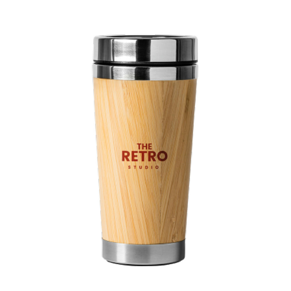 Product image YABA Edelstahlbecher mit Außenwand aus Bambus Werbeartikel