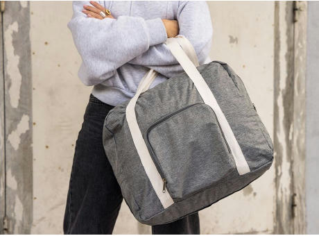 Faltbare Reisetasche 'Tenerife', meliertes Grau RPET bedrucken
