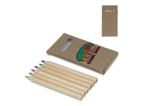 6 Buntstifte in Kraftbox bedrucken