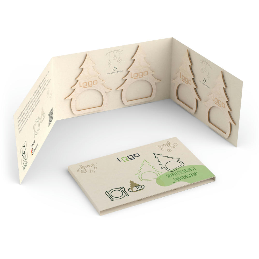 Serviettenring "Tannenbaum" 4-er Set (FSC® zertifiziert) Werbeartikel