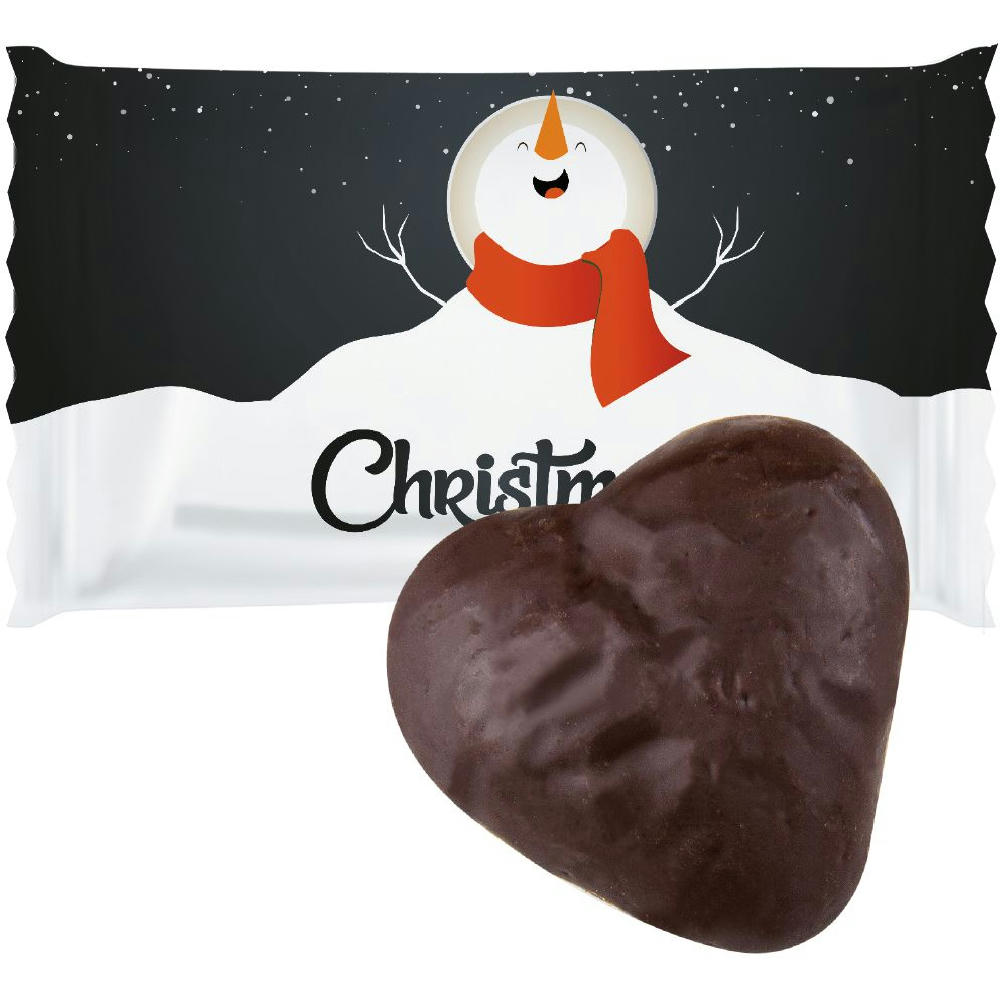 Product image Lebkuchen Schokoherzen gefüllt, ca. 12g, Flowpack Werbeartikel