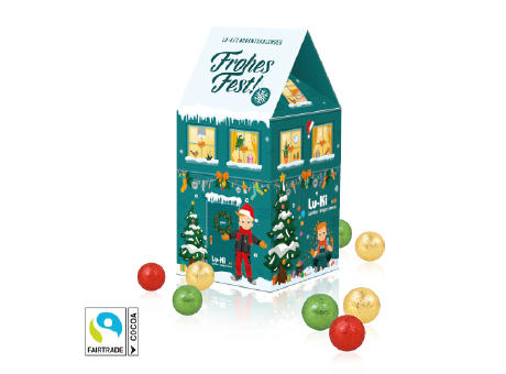 Product image Adventskalender-Haus "XL" mit Fairtrade® Schokolade Werbeartikel