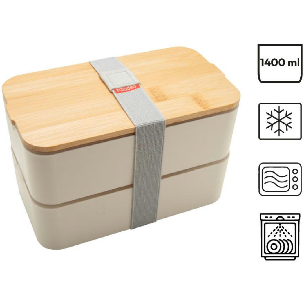 Product image Bento 'Mihara', weiss, mit Bambusdeckel Werbeartikel