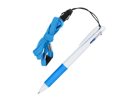 3-Farben-Stift mit Griffzone und Schlüsselband Werbeartikel