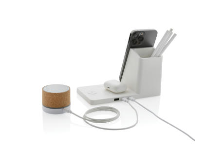 Ontario 15W 3-in-1 Charger aus RCS rec. Kunststoff & Bambus Werbeartikel