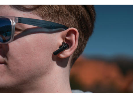 Skywave Solar-Kopfhörer aus RCS recyceltem Kunststoff Werbeartikel