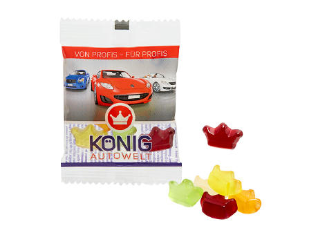 Product image Fruchtgummi INDIVIDUELL 10 g, VEGAN im kompostierbaren Tütchen Werbeartikel