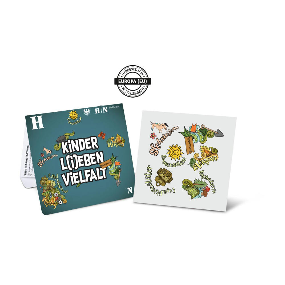 Product image Individuelles Tattoo Mäppchen mit individuellen Tattoos, Hergestellt in Europa, dermatologisch getestet Werbeartikel