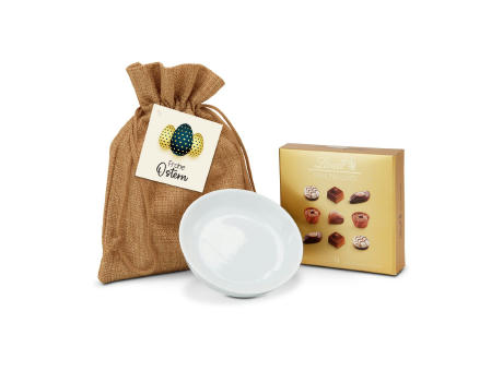 Geschenkset / Präsenteset: Oster Kostbarkeiten - 9 Mini Pralinés Gold Werbeartikel