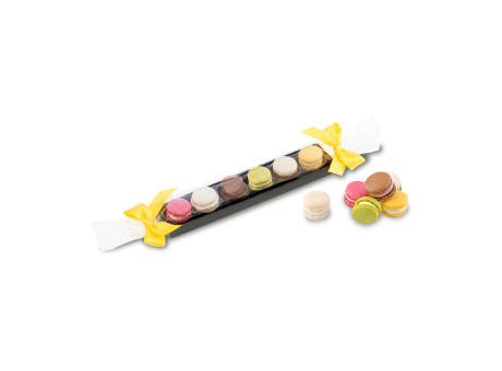 Product image Geschenkartikel / Präsentartikel: Macaron-Stange mit Schleifen - sechs bunte Macarons (60 g) Werbeartikel