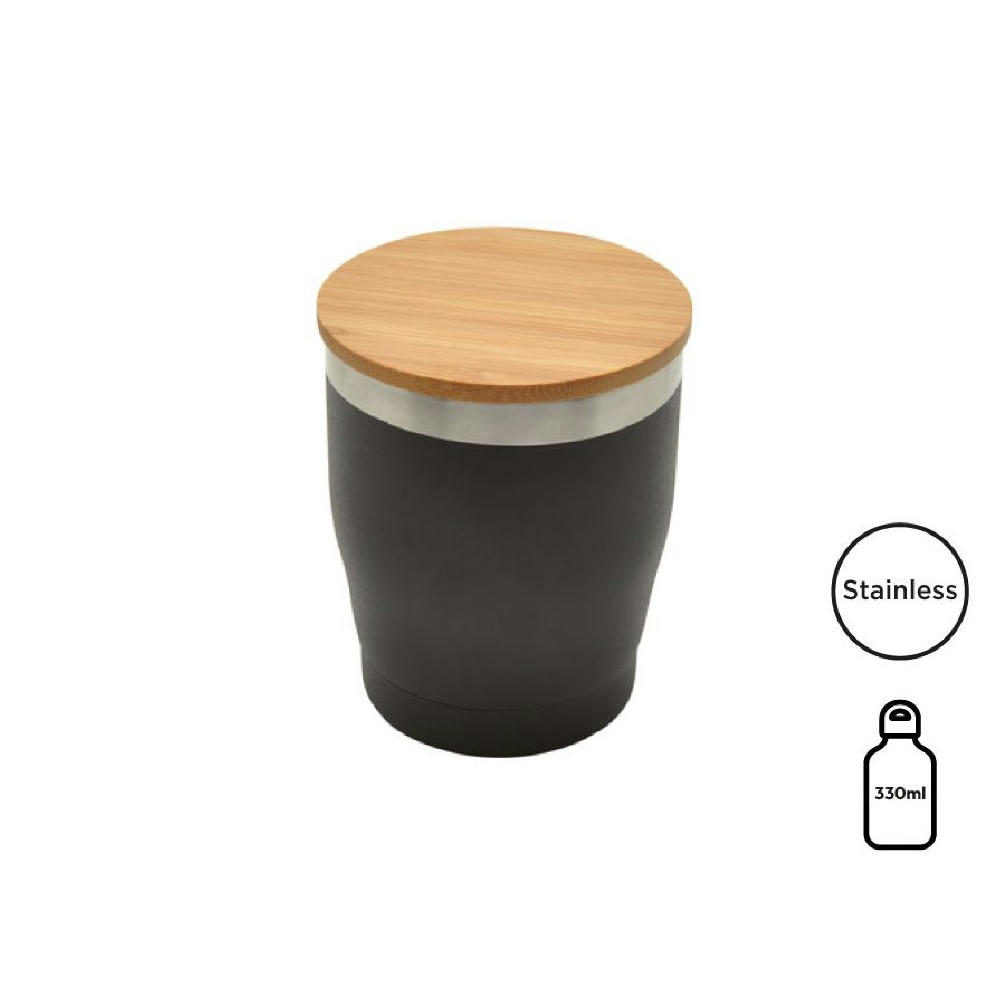 Product image Doppelwandiger Edelstahlbecher 'Nagano' mit Bambusdeckel (L) Werbeartikel