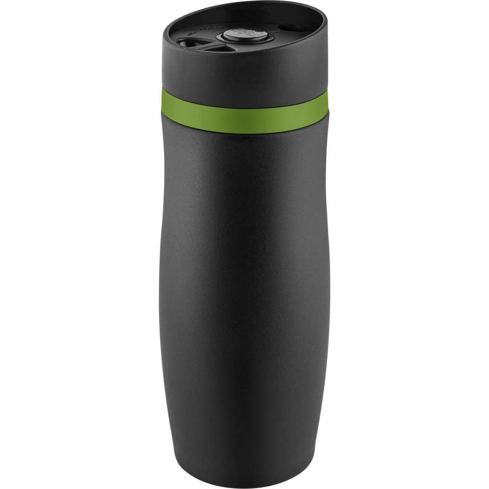 Product image Metmaxx® Thermobecher "CremaExtensaNero" schwarz/Ring grün Werbeartikel