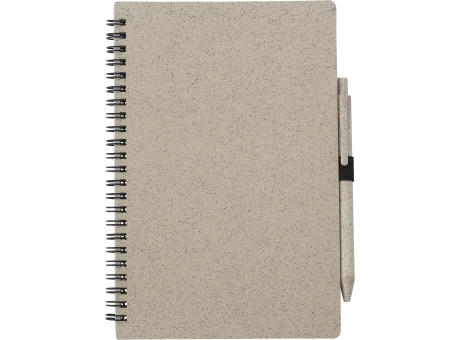Product image Notizbuch und Kugelschreiber aus Weizenstroh Massimo Werbeartikel