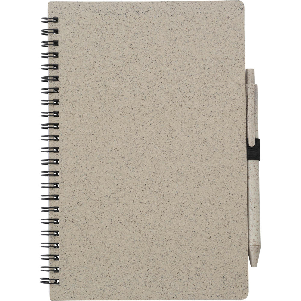 Product image Notizbuch und Kugelschreiber aus Weizenstroh Massimo Werbeartikel