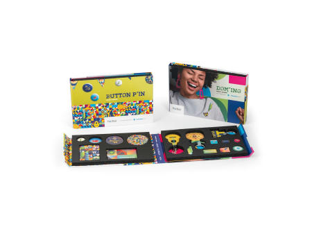 PIN & DOMING SHOWCASE. Mustermappe 2 in 1 Pin und Doming bedrucken