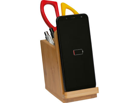 Product image Induktionsladegerät aus Bambus mit Stifteköcher Werbeartikel