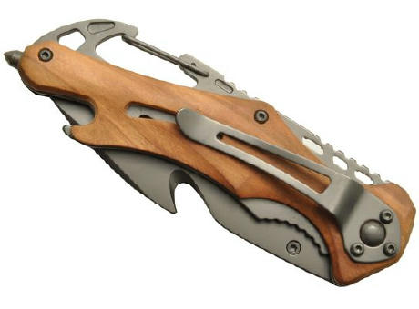 Rettungsmesser 'Emergency', Olivenholz Werbeartikel