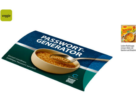 Product image Buchstabensuppe in Kissenschachtel, 100 g, Inhalt: Maggi Buchstabensuppe Werbeartikel