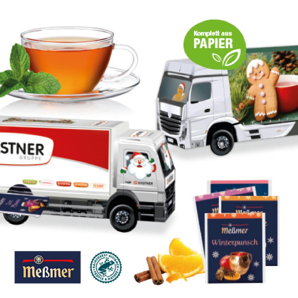 Adventskalender Meßmer „Tee-LKW“ Werbeartikel