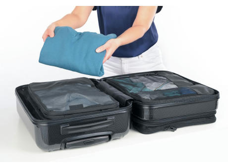 TROIKA Reise-Kompressionstaschen Set TROIKA BLACK PACKING CUBES Werbeartikel