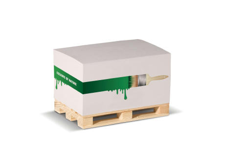 Zettelblock aus recycelten Papier auf einer Holzpalette 12x8x6cm bedrucken