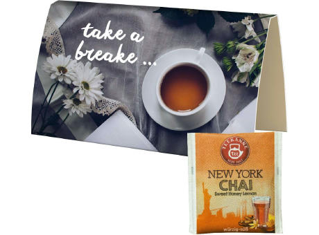 Product image Beuteltee New York Chai, ca. 1,75g, Werbekarte A6 gefaltet Werbeartikel