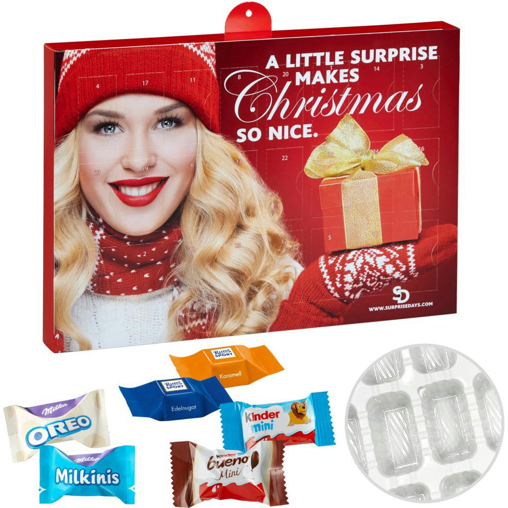 Product image Premium Präsent-Adventskalender mit Ritter Sport Schokowürfel & Milka Favourites Mix & Kinder-Schokolade & Kinder Bueno Mix Werbeartikel