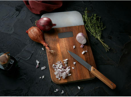 Schneidebrett aus Akazie & weißem Marmor 'Stavanger' (S) Werbeartikel