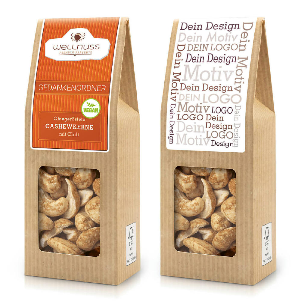Product image Ofengeröstete Cashewkerne mit Chili in der Faltschachtel Werbeartikel