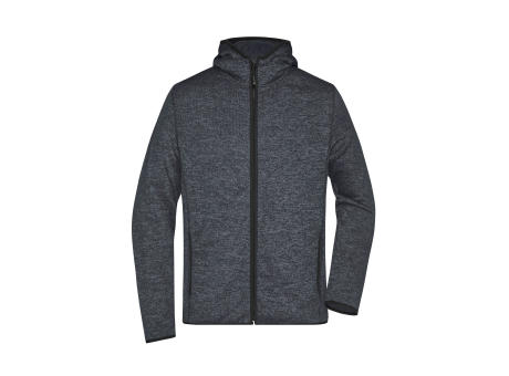 Men's Knitted Fleece Hoody - Kapuzenjacke aus Strickfleece in Melange-Optik Werbeartikel