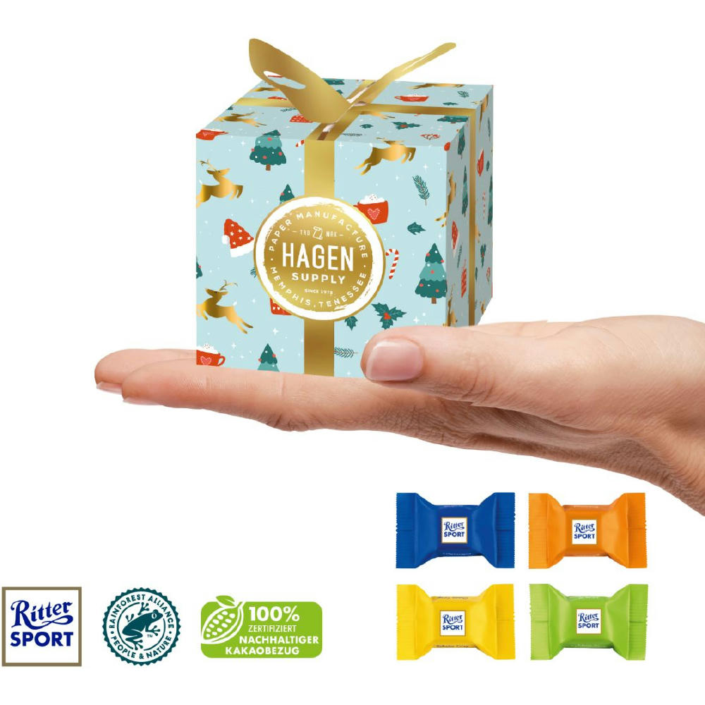 Product image Präsent "Feine Bescherung" mit Ritter SPORT Schokowürfel Werbeartikel