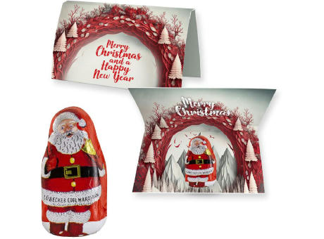 Lübecker Marzipan Weihnachtsmänner, ca. 12g, Werbekarte gefaltet bedrucken