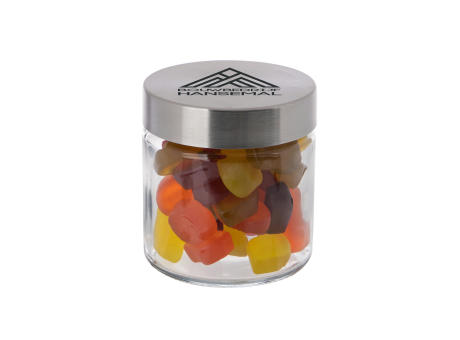 Glas 0,35 Liter gefüllt mit Süßigkeiten Werbeartikel
