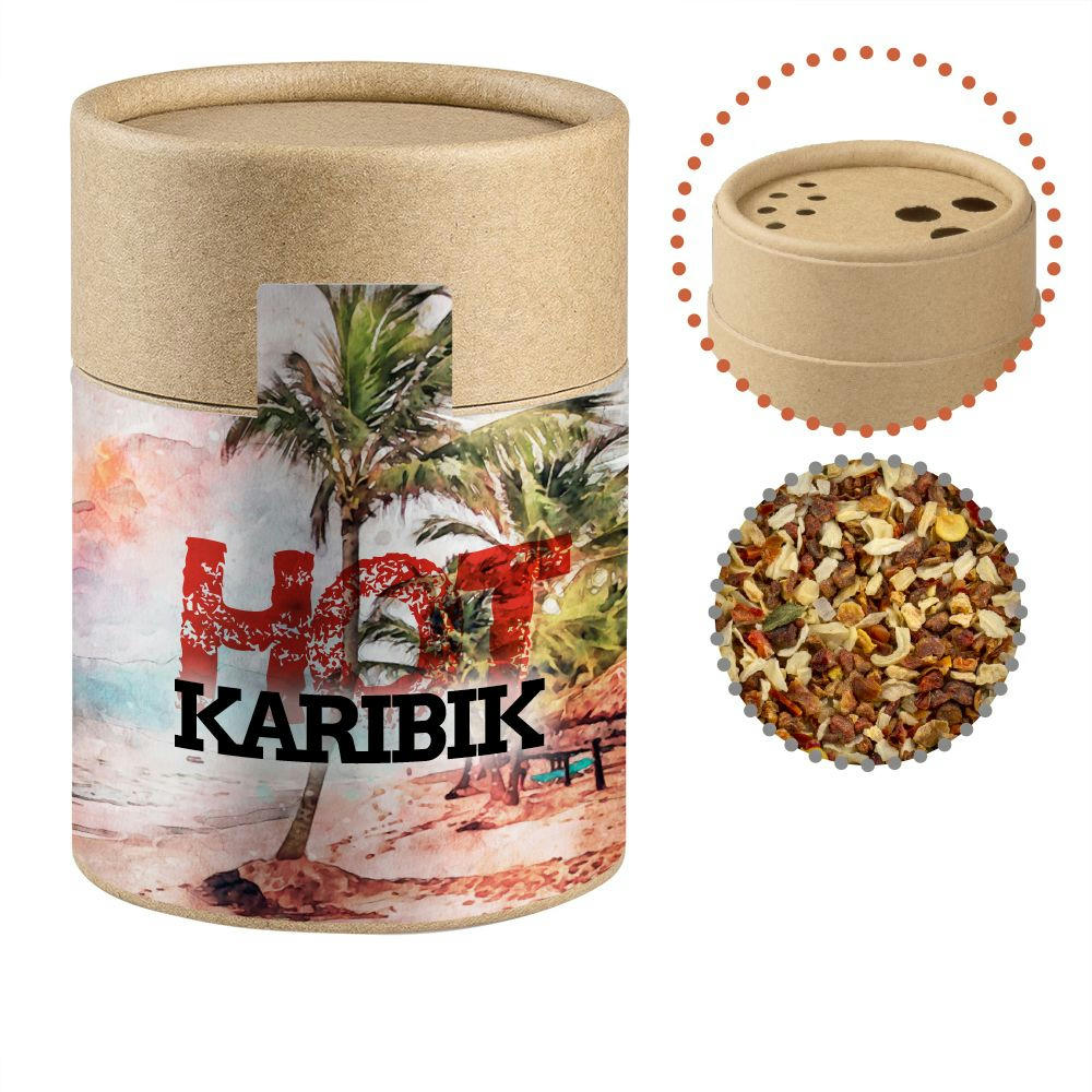 Product image Gewürzmischung HOT Karibik Mix, ca. 50g, Kraftpapierstreuer Midi Werbeartikel